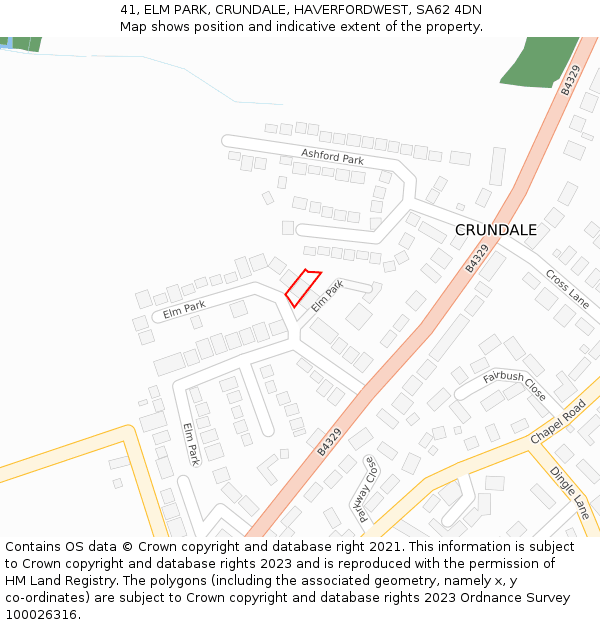 41, ELM PARK, CRUNDALE, HAVERFORDWEST, SA62 4DN: Location map and indicative extent of plot
