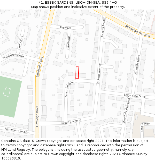 41, ESSEX GARDENS, LEIGH-ON-SEA, SS9 4HG: Location map and indicative extent of plot