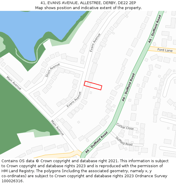 41, EVANS AVENUE, ALLESTREE, DERBY, DE22 2EP: Location map and indicative extent of plot