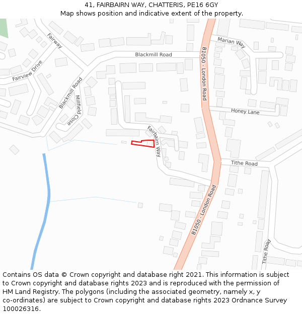 41, FAIRBAIRN WAY, CHATTERIS, PE16 6GY: Location map and indicative extent of plot