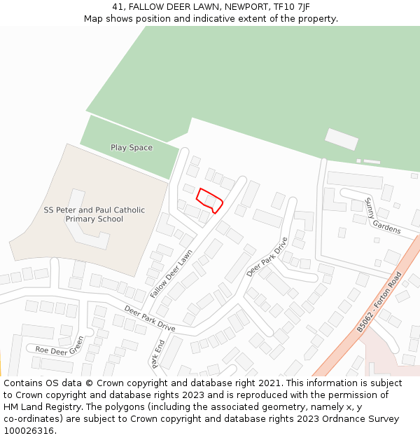 41, FALLOW DEER LAWN, NEWPORT, TF10 7JF: Location map and indicative extent of plot