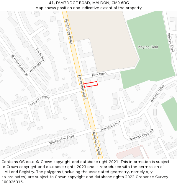 41, FAMBRIDGE ROAD, MALDON, CM9 6BG: Location map and indicative extent of plot