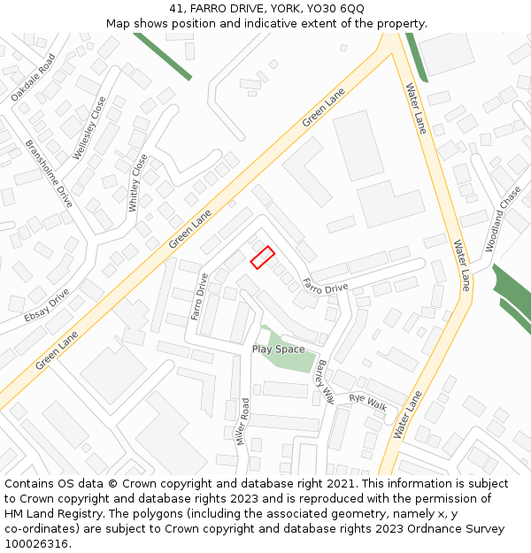 41, FARRO DRIVE, YORK, YO30 6QQ: Location map and indicative extent of plot