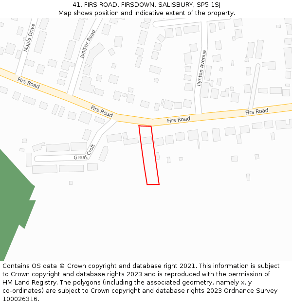 41, FIRS ROAD, FIRSDOWN, SALISBURY, SP5 1SJ: Location map and indicative extent of plot