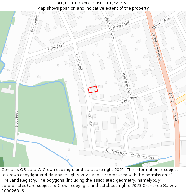 41, FLEET ROAD, BENFLEET, SS7 5JL: Location map and indicative extent of plot
