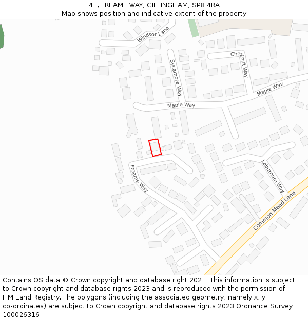 41, FREAME WAY, GILLINGHAM, SP8 4RA: Location map and indicative extent of plot