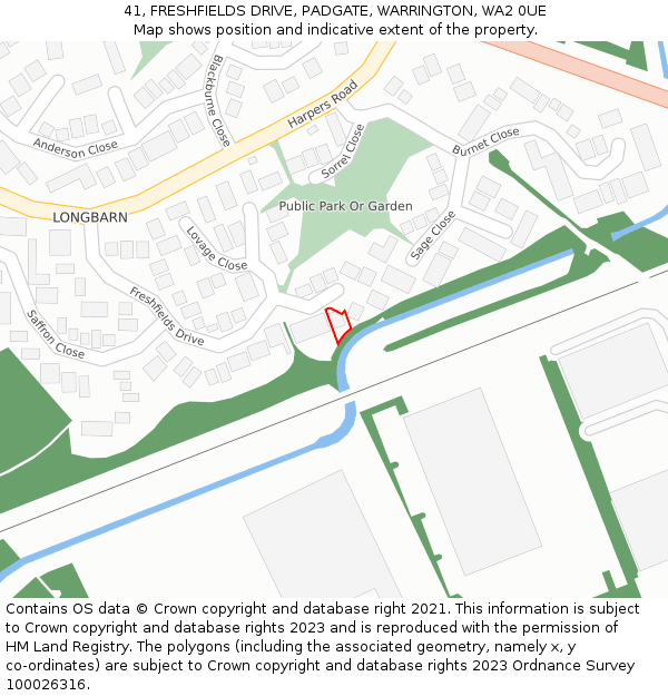 41, FRESHFIELDS DRIVE, PADGATE, WARRINGTON, WA2 0UE: Location map and indicative extent of plot