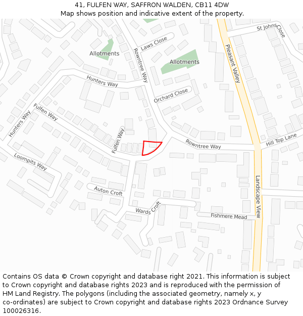 41, FULFEN WAY, SAFFRON WALDEN, CB11 4DW: Location map and indicative extent of plot