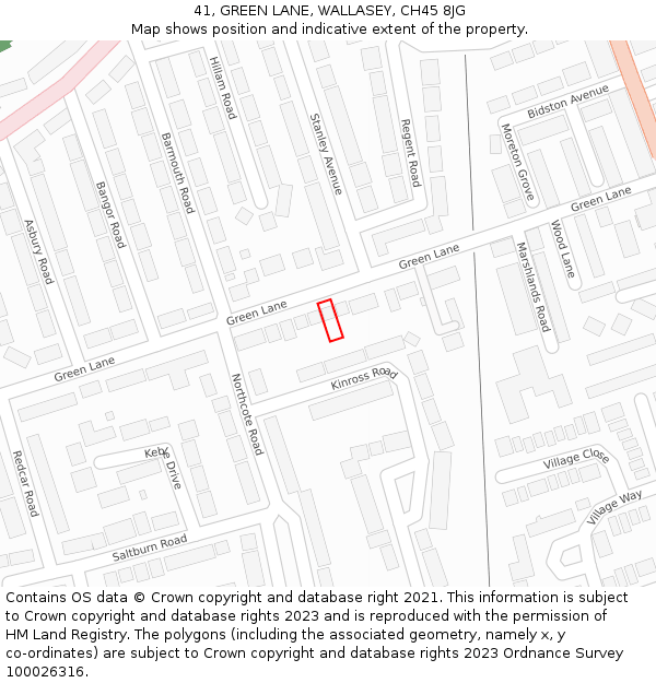 41, GREEN LANE, WALLASEY, CH45 8JG: Location map and indicative extent of plot