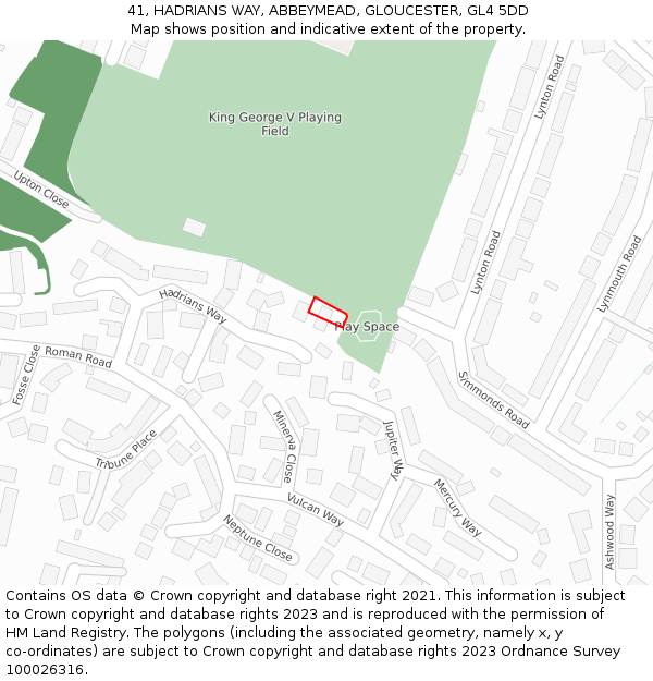 41, HADRIANS WAY, ABBEYMEAD, GLOUCESTER, GL4 5DD: Location map and indicative extent of plot