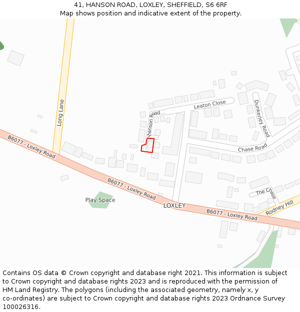 41, HANSON ROAD, LOXLEY, SHEFFIELD, S6 6RF: Location map and indicative extent of plot