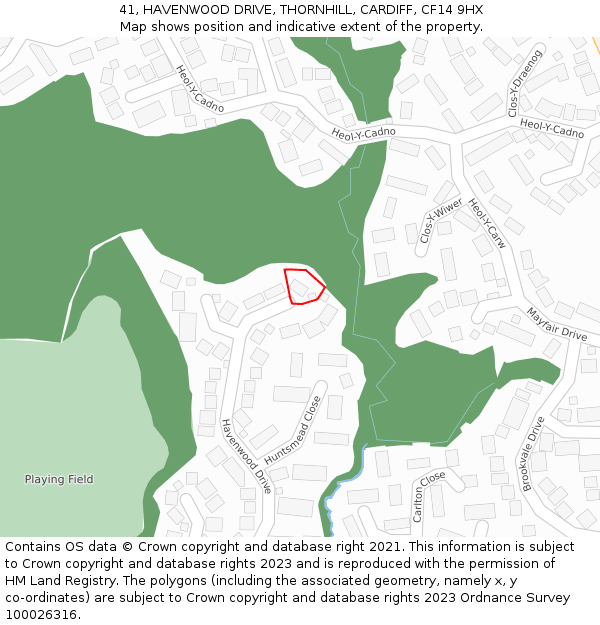 41, HAVENWOOD DRIVE, THORNHILL, CARDIFF, CF14 9HX: Location map and indicative extent of plot