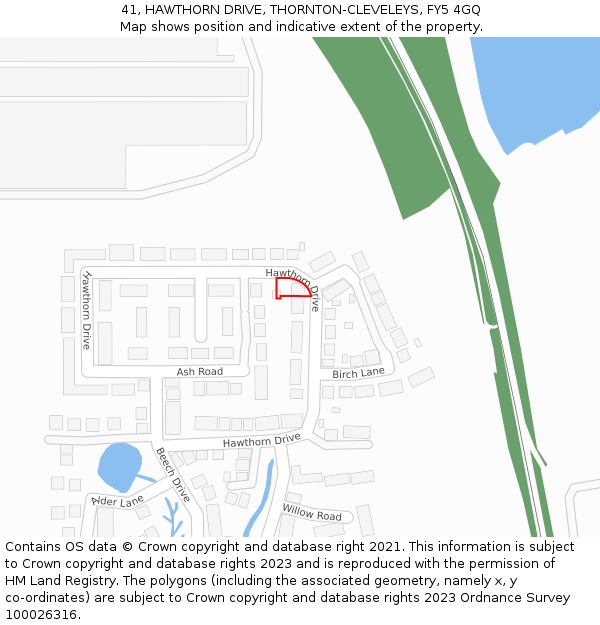 41, HAWTHORN DRIVE, THORNTON-CLEVELEYS, FY5 4GQ: Location map and indicative extent of plot