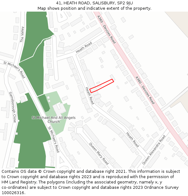 41, HEATH ROAD, SALISBURY, SP2 9JU: Location map and indicative extent of plot