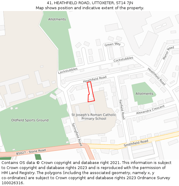 41, HEATHFIELD ROAD, UTTOXETER, ST14 7JN: Location map and indicative extent of plot