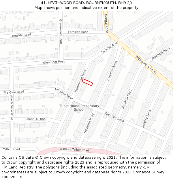 41, HEATHWOOD ROAD, BOURNEMOUTH, BH9 2JY: Location map and indicative extent of plot