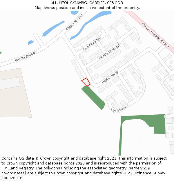 41, HEOL CYNWRIG, CARDIFF, CF5 2DB: Location map and indicative extent of plot