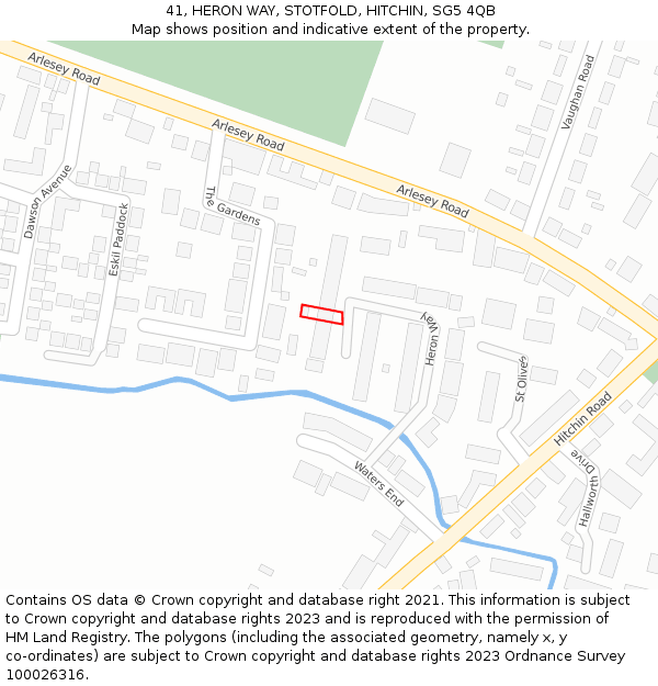 41, HERON WAY, STOTFOLD, HITCHIN, SG5 4QB: Location map and indicative extent of plot