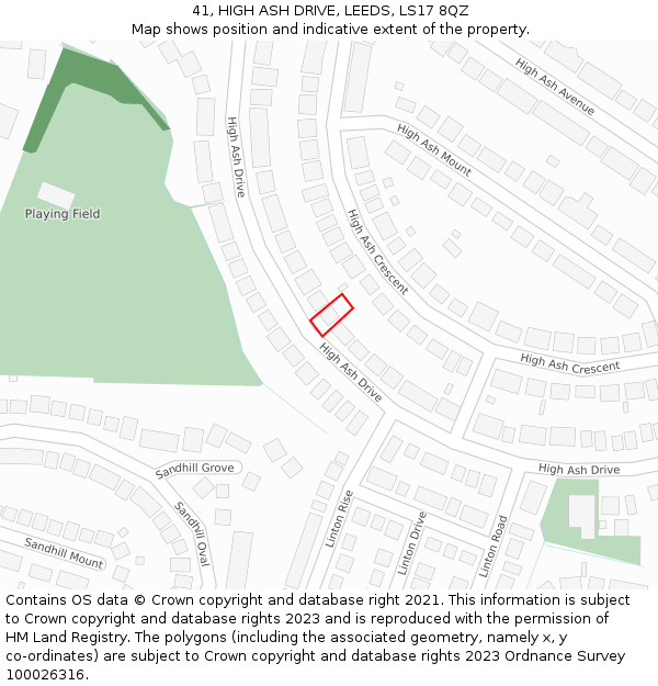 41, HIGH ASH DRIVE, LEEDS, LS17 8QZ: Location map and indicative extent of plot