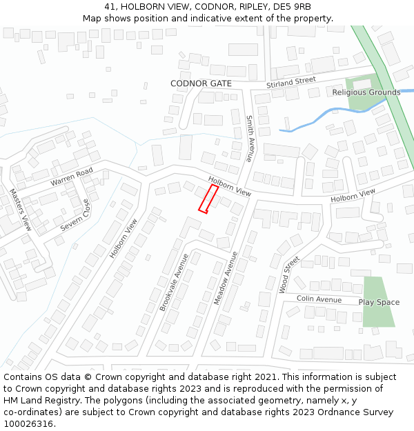 41, HOLBORN VIEW, CODNOR, RIPLEY, DE5 9RB: Location map and indicative extent of plot