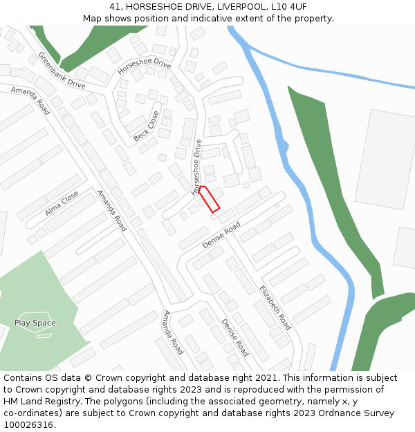 41, HORSESHOE DRIVE, LIVERPOOL, L10 4UF: Location map and indicative extent of plot