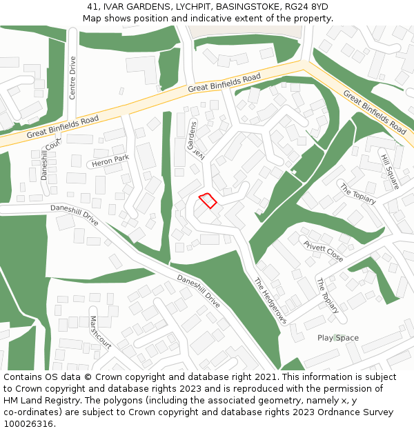 41, IVAR GARDENS, LYCHPIT, BASINGSTOKE, RG24 8YD: Location map and indicative extent of plot