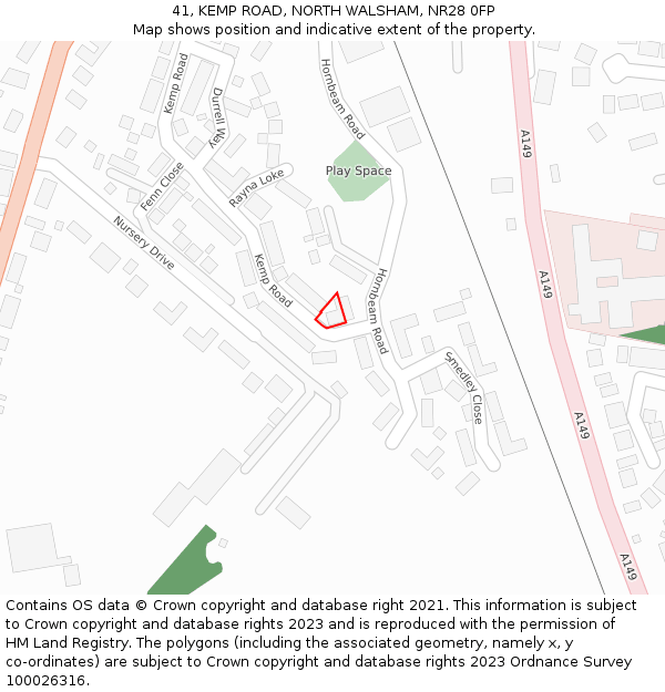 41, KEMP ROAD, NORTH WALSHAM, NR28 0FP: Location map and indicative extent of plot