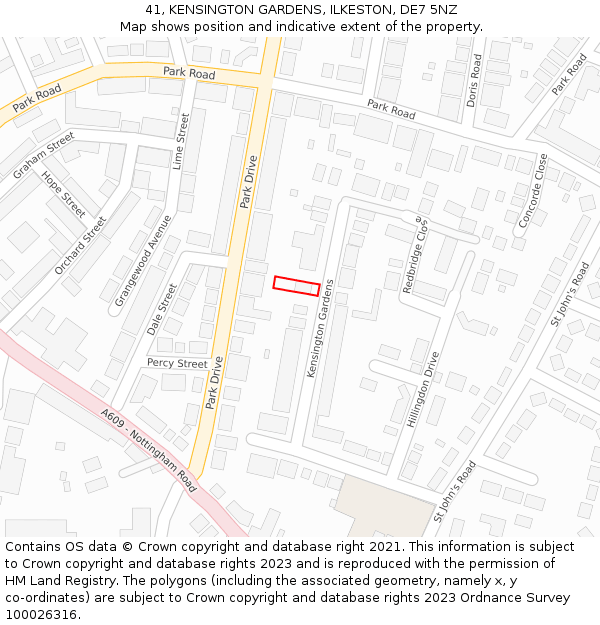41, KENSINGTON GARDENS, ILKESTON, DE7 5NZ: Location map and indicative extent of plot