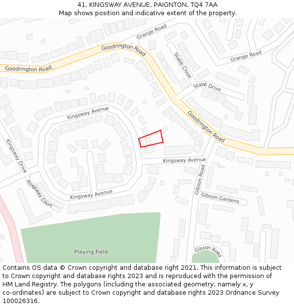 41, KINGSWAY AVENUE, PAIGNTON, TQ4 7AA: Location map and indicative extent of plot