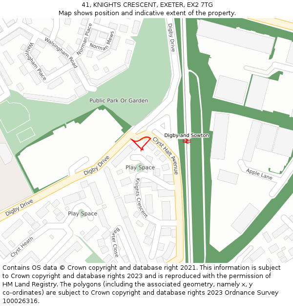 41, KNIGHTS CRESCENT, EXETER, EX2 7TG: Location map and indicative extent of plot