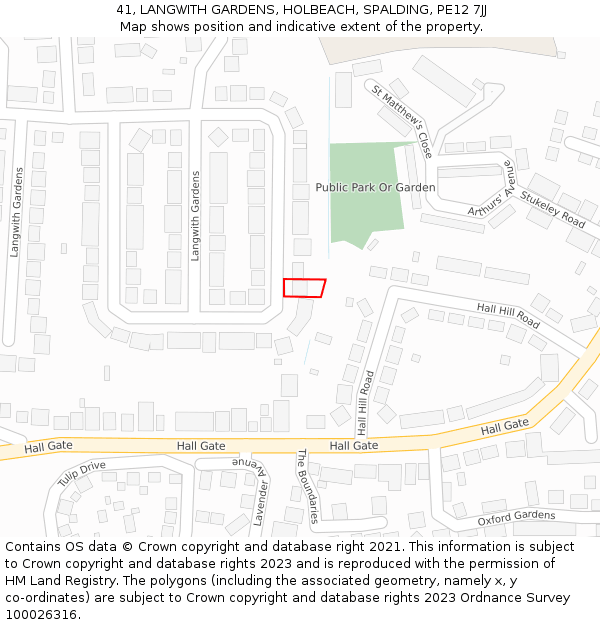 41, LANGWITH GARDENS, HOLBEACH, SPALDING, PE12 7JJ: Location map and indicative extent of plot
