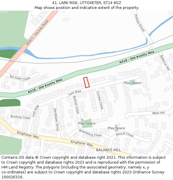 41, LARK RISE, UTTOXETER, ST14 8SZ: Location map and indicative extent of plot