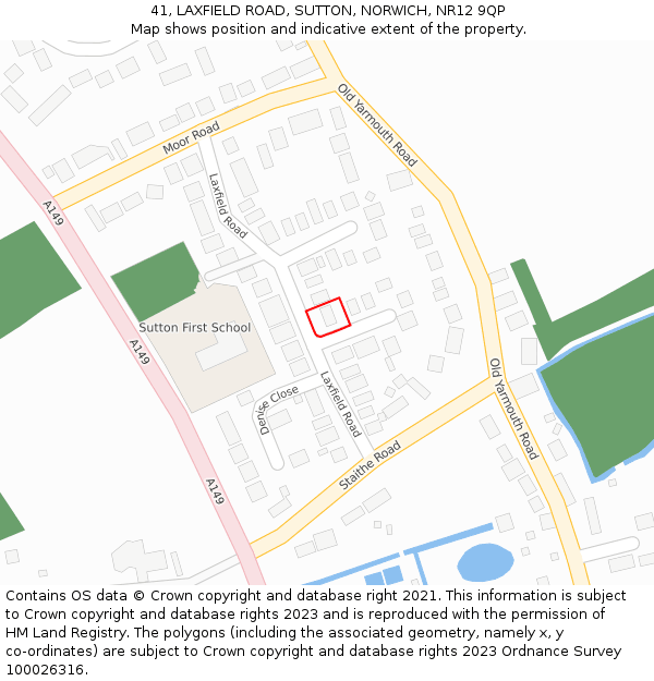 41, LAXFIELD ROAD, SUTTON, NORWICH, NR12 9QP: Location map and indicative extent of plot
