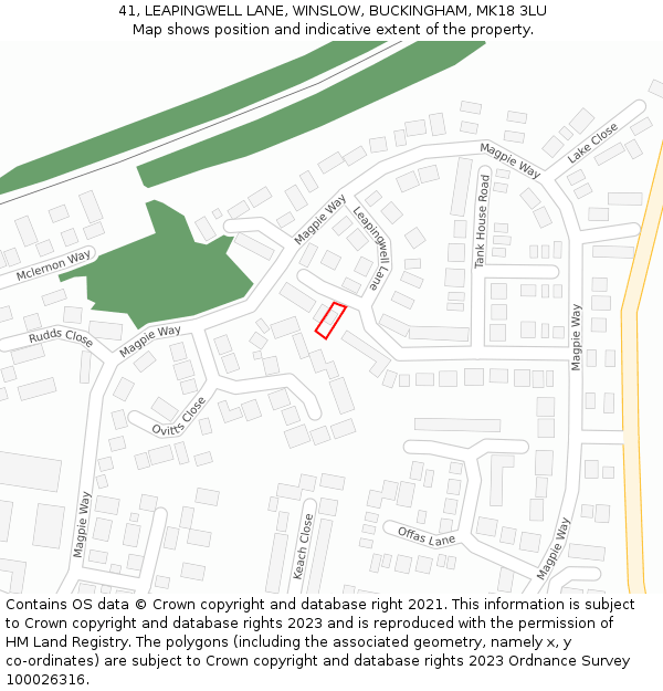 41, LEAPINGWELL LANE, WINSLOW, BUCKINGHAM, MK18 3LU: Location map and indicative extent of plot