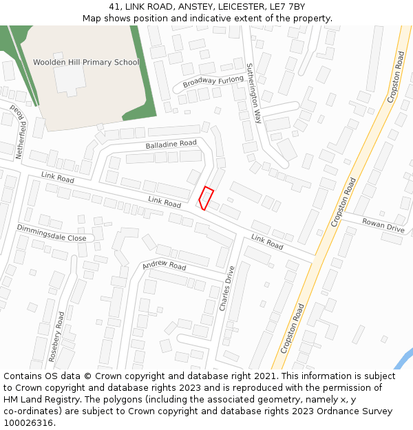 41, LINK ROAD, ANSTEY, LEICESTER, LE7 7BY: Location map and indicative extent of plot
