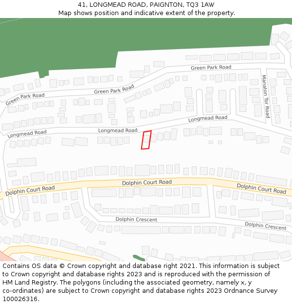 41, LONGMEAD ROAD, PAIGNTON, TQ3 1AW: Location map and indicative extent of plot