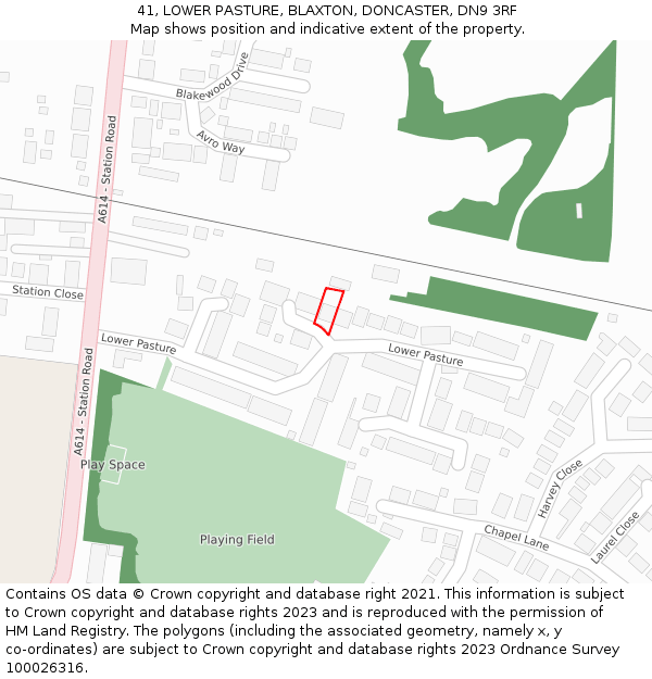 41, LOWER PASTURE, BLAXTON, DONCASTER, DN9 3RF: Location map and indicative extent of plot