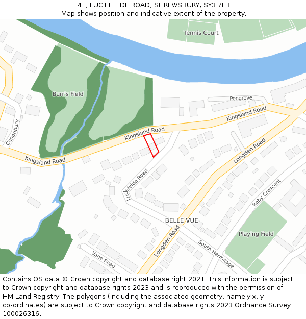 41, LUCIEFELDE ROAD, SHREWSBURY, SY3 7LB: Location map and indicative extent of plot