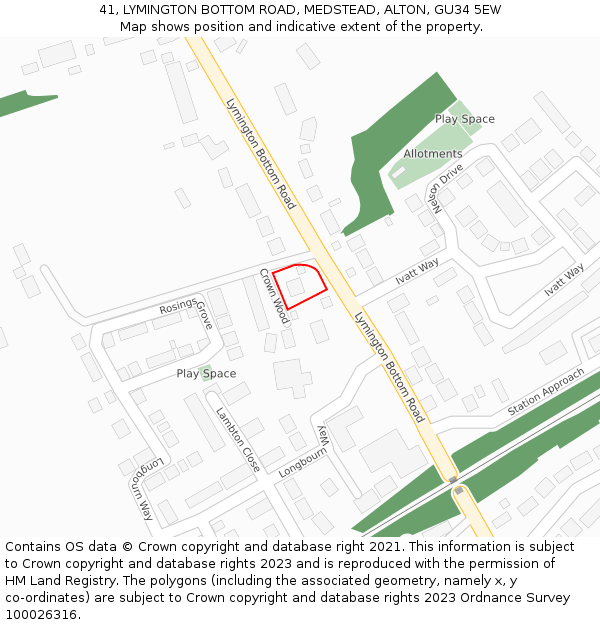 41, LYMINGTON BOTTOM ROAD, MEDSTEAD, ALTON, GU34 5EW: Location map and indicative extent of plot