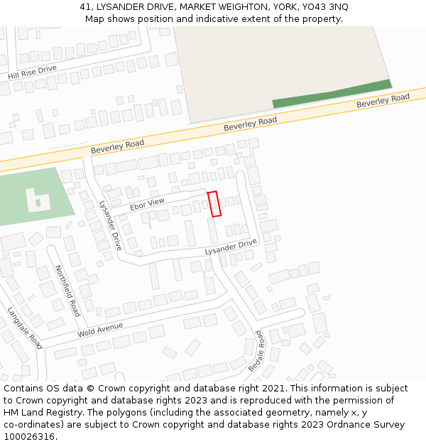 41, LYSANDER DRIVE, MARKET WEIGHTON, YORK, YO43 3NQ: Location map and indicative extent of plot