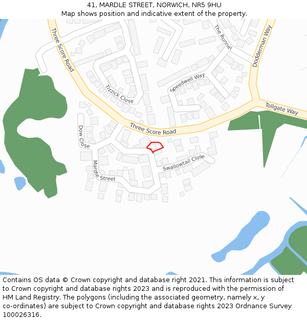 41, MARDLE STREET, NORWICH, NR5 9HU: Location map and indicative extent of plot