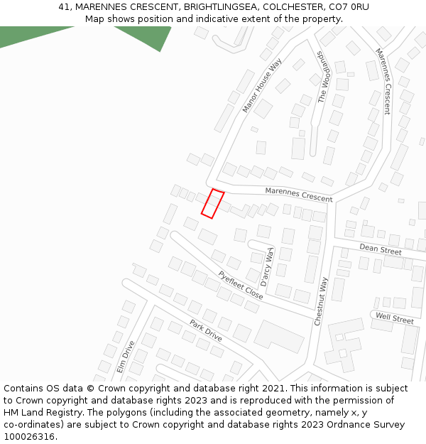 41, MARENNES CRESCENT, BRIGHTLINGSEA, COLCHESTER, CO7 0RU: Location map and indicative extent of plot