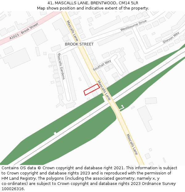 41, MASCALLS LANE, BRENTWOOD, CM14 5LR: Location map and indicative extent of plot