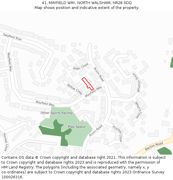 41, MAYFIELD WAY, NORTH WALSHAM, NR28 0DQ: Location map and indicative extent of plot