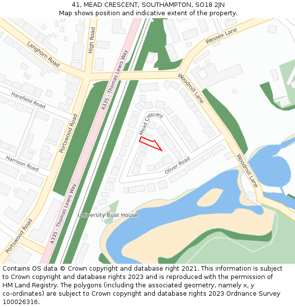 41, MEAD CRESCENT, SOUTHAMPTON, SO18 2JN: Location map and indicative extent of plot