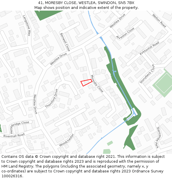 41, MORESBY CLOSE, WESTLEA, SWINDON, SN5 7BX: Location map and indicative extent of plot