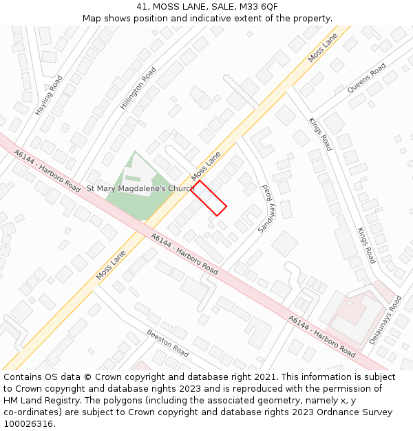 41, MOSS LANE, SALE, M33 6QF: Location map and indicative extent of plot