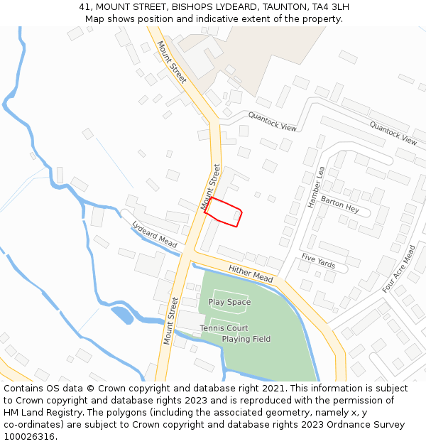 41, MOUNT STREET, BISHOPS LYDEARD, TAUNTON, TA4 3LH: Location map and indicative extent of plot