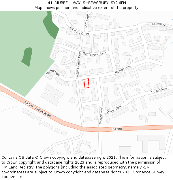 41, MURRELL WAY, SHREWSBURY, SY2 6FN: Location map and indicative extent of plot