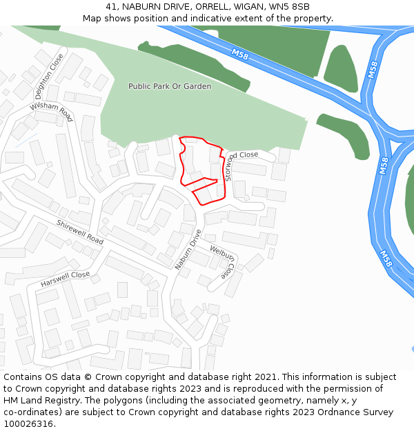 41, NABURN DRIVE, ORRELL, WIGAN, WN5 8SB: Location map and indicative extent of plot